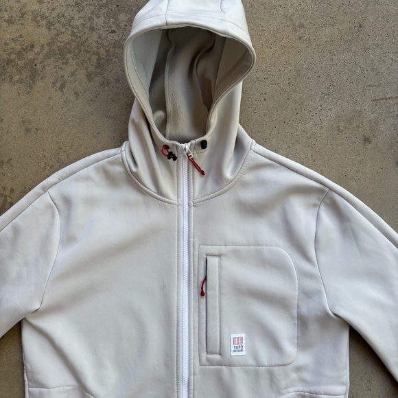 Topo Designs Full Zip Hooded Sweatshirt White Medium - Picture 3 of 6